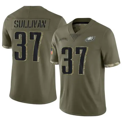 Men's Limited Tre Sullivan Philadelphia Eagles Olive 2022 Salute To Service Jersey