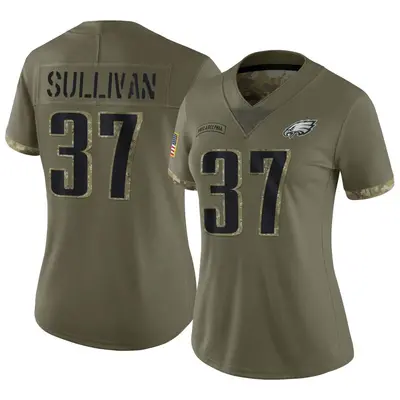 Women's Limited Tre Sullivan Philadelphia Eagles Olive 2022 Salute To Service Jersey